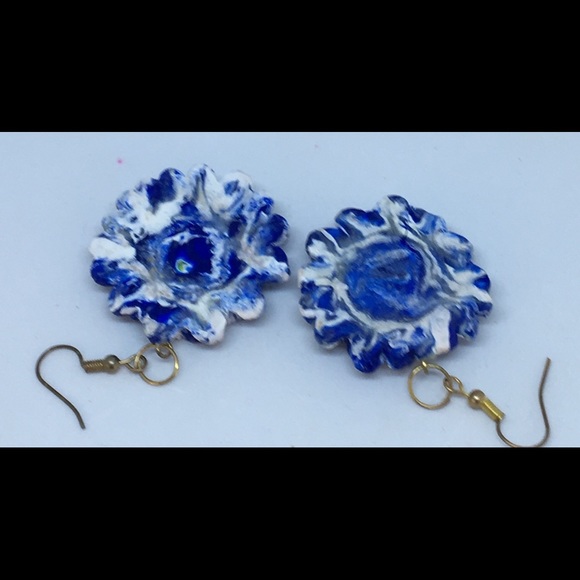 Unique Handmade Polymer Clay Blossom Earrings - Picture 5 of 8